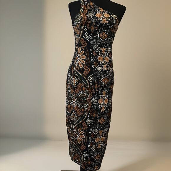 Anthropologie One Shoulder Jacquard Midi Dress - Picture 4 of 12